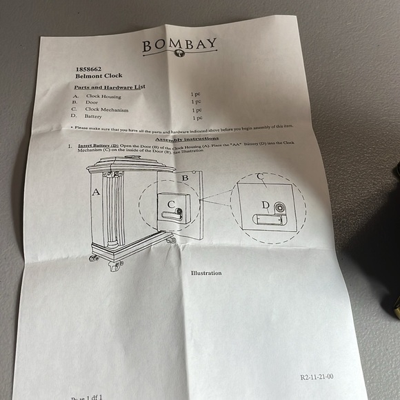 Vintage Bombay Company Horloge Belmont NOT WORKING! Cherry Wood Mantle Clock - Picture 11 of 12
